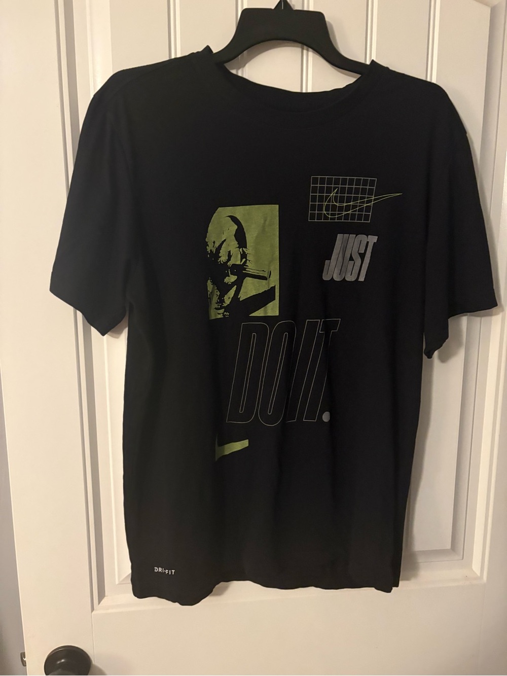 Nike Black Short-Sleeve 'Just Do It' Graphic Tee with Lime Accents